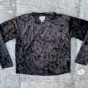 Colorful Planet Girl Top Blouse Black Velvet Long Sleeve Size L(10-12)